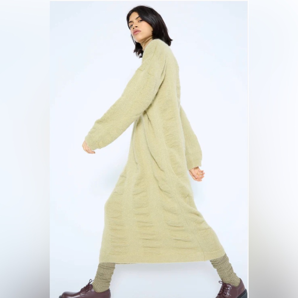 Black Crane Lime Waterfall Mohair & Wool Dress - Size L - Never Worn - Picture 12 of 15